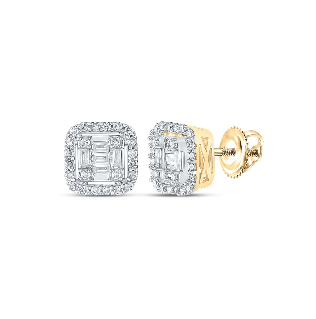 10K Yellow Gold Baguette Diamond Sq Earring 1/2ctw