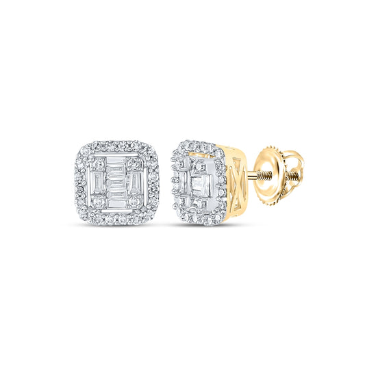 10K Yellow Gold Baguette Diamond Sq Earring 1/2ctw