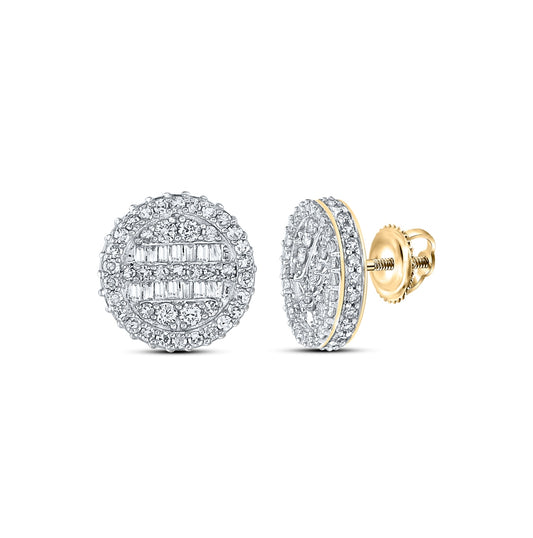10K Yellow Gold Baguette Diamond Circle Earrings 1ctw