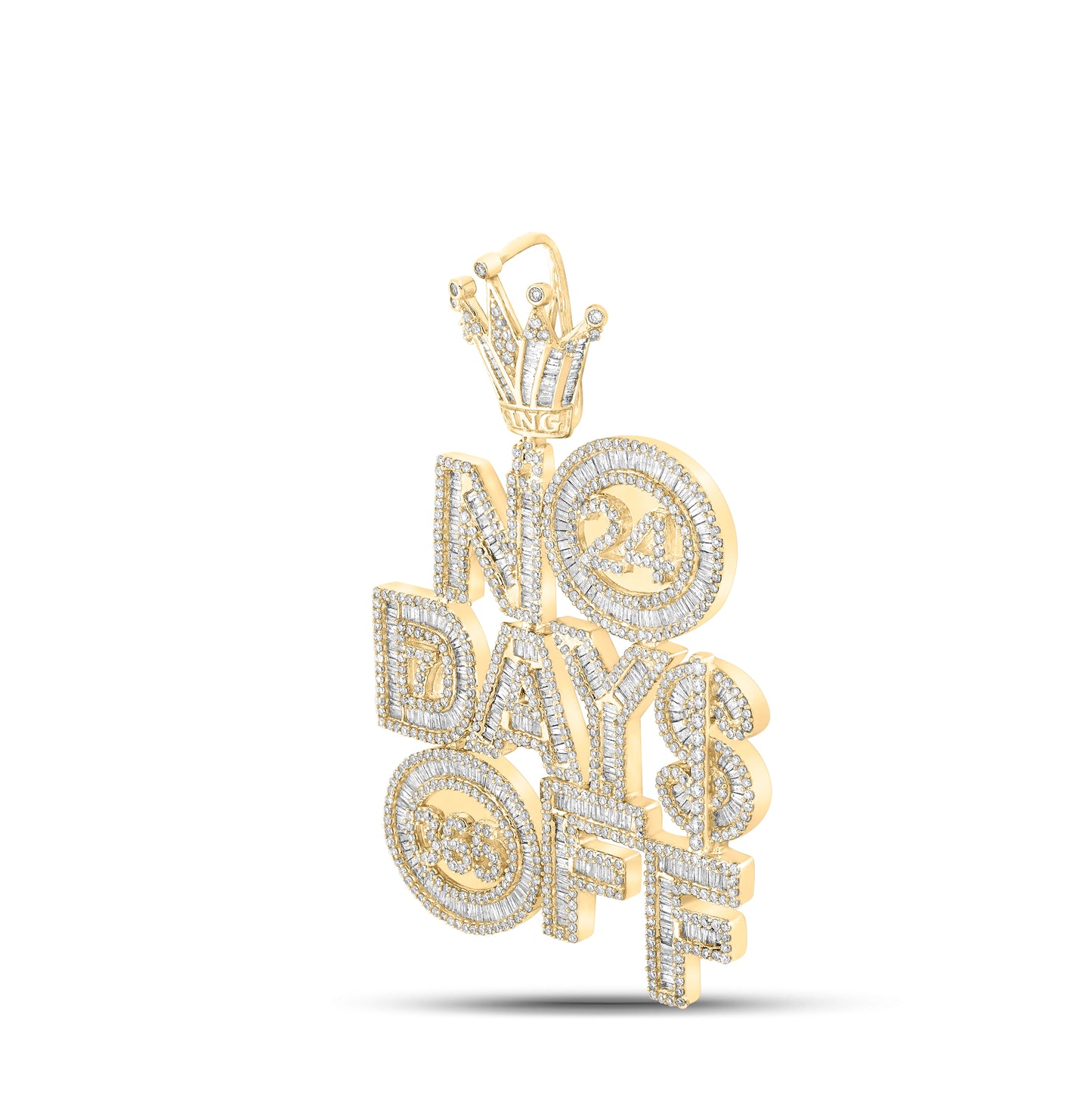 10kt Yellow Gold 6ct Diamond Nk 24 Days Off Mens Charm Big Crown Loop