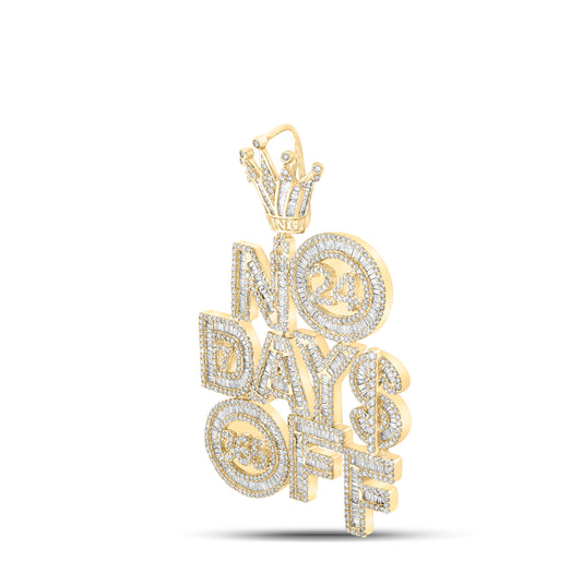 10kt Yellow Gold 6ct Diamond Nk 24 Days Off Mens Charm Big Crown Loop