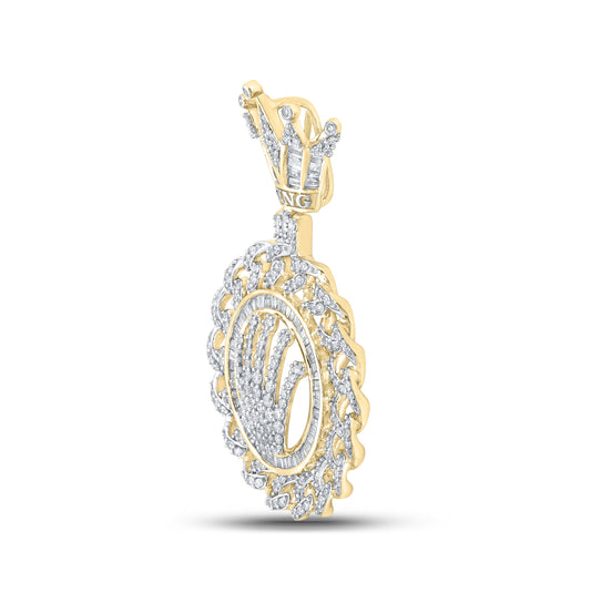 10kt Yellow Gold 1 7/8 Ct Diamond Nk Mens Crown Charm With Crown Loop