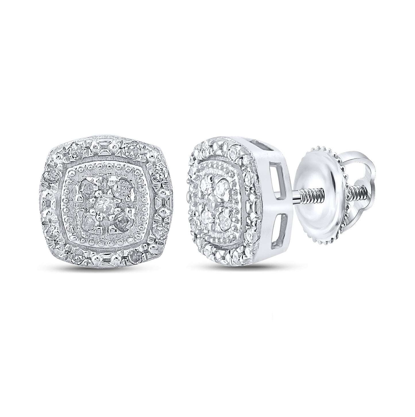 10K White Or Yellow Gold Womens Round Diamond Cluster Earrings