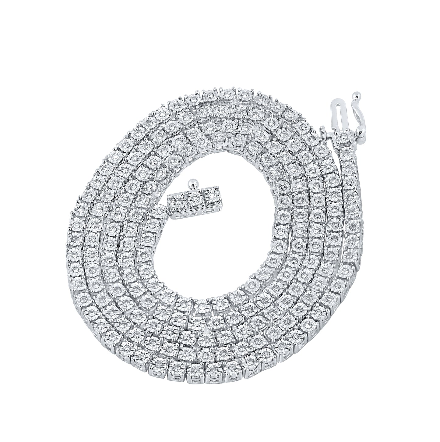 10K White Or Yellow Gold Mens Round Diamond 22-inch Chain Necklace
