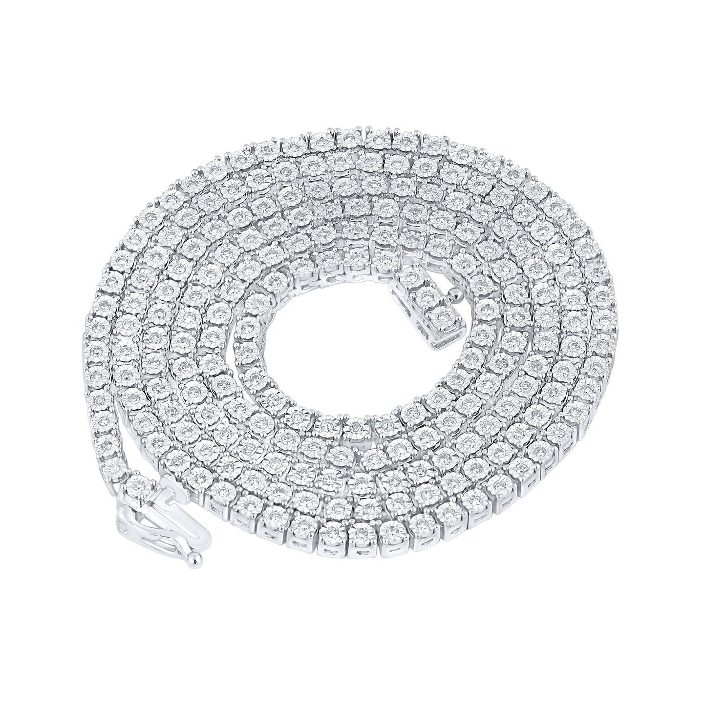 10K White Or Yellow Gold Mens Round Diamond 24-inch Chain Necklace