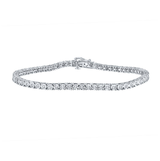 10K White Gold Mens Round Diamond Tennis Bracelet 1-1/4 Cttw