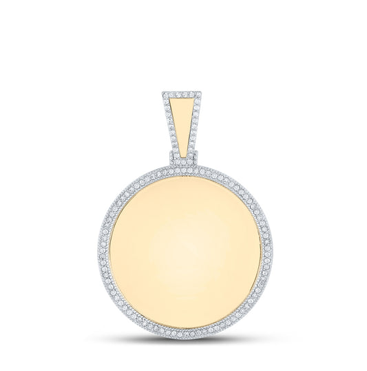 10K Yellow Gold Mens Round Diamond Memory Circle Charm Pendant 1/2 Cttw, Length: 1.75 In, Width: 1.15 In