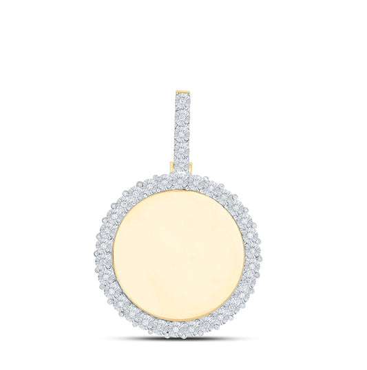 10K Yellow Gold Mens Round Diamond Memory Circle Charm Pendant 5/8 Cttw, Length: 1.79 In