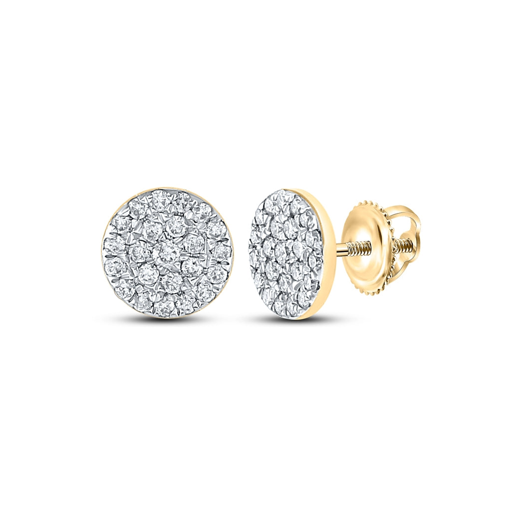 10K Yellow Gold Womens Round Diamond Cluster Earrings 1/4ctw