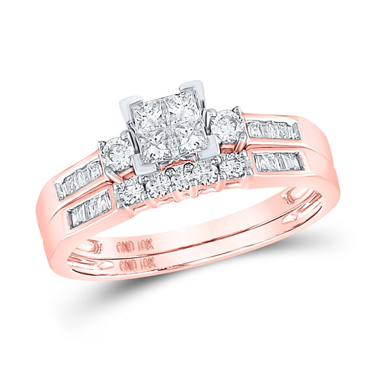 10kt Rose Gold 1/2ct Diamond Cn Cpr-tesra Inv Brdl Set Size 8
