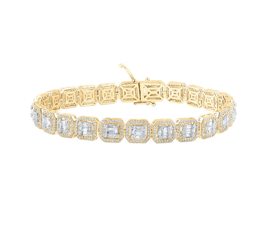 14kt Yellow Gold 5 3/4ct Diamond Ana M Mens Bracelet(9 Inch)