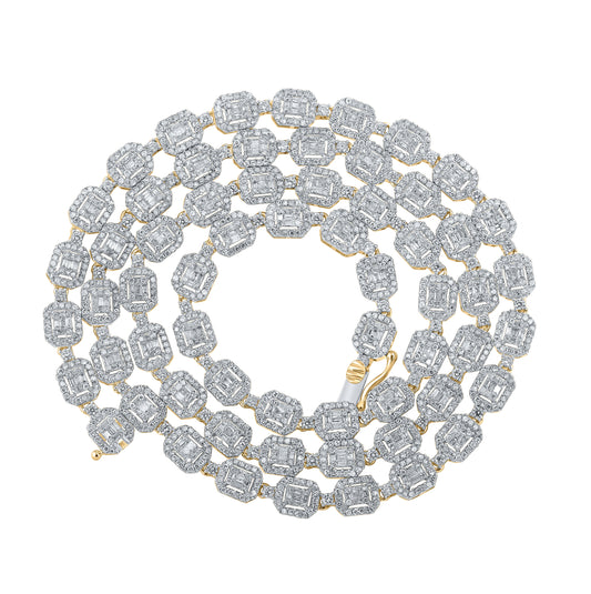 10kt Yellow Gold 8ctw Diamond Nk (6.20mm) Square Baguette Mens Chain (22 Inch)