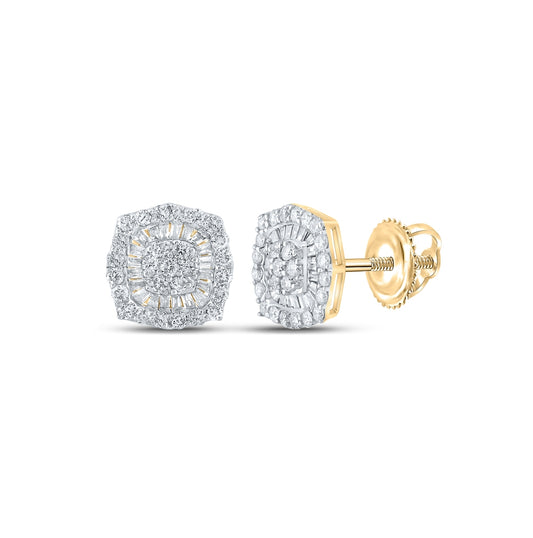 10K White Or Yellow Gold Baguette Diamond Square Earrings