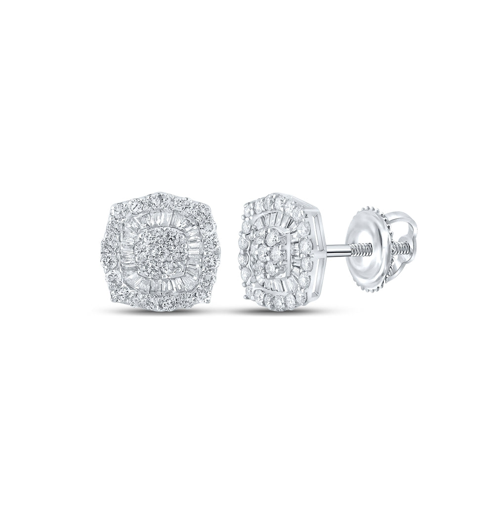 10K White Or Yellow Gold Baguette Diamond Square Earrings