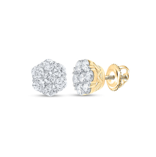 10kt Yellow Gold 1ctw Diamond Cn Fashion Flower Earring
