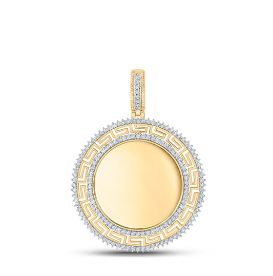 10K Yellow Gold Mens Round Diamond Memory Circle Charm Pendant 1/2 Cttw, Length: 2.51 In, Width: 1.9 In