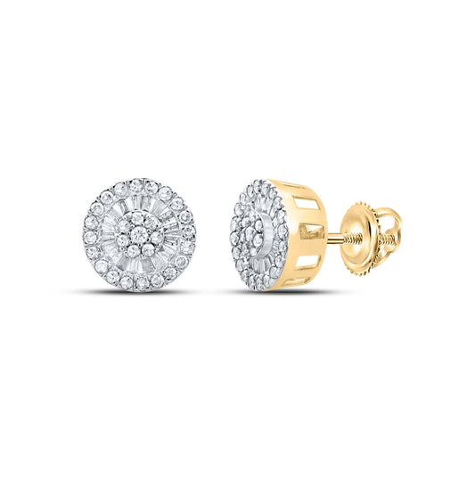 10K White Or Yellow Gold Womens Round Diamond Cluster Earrings