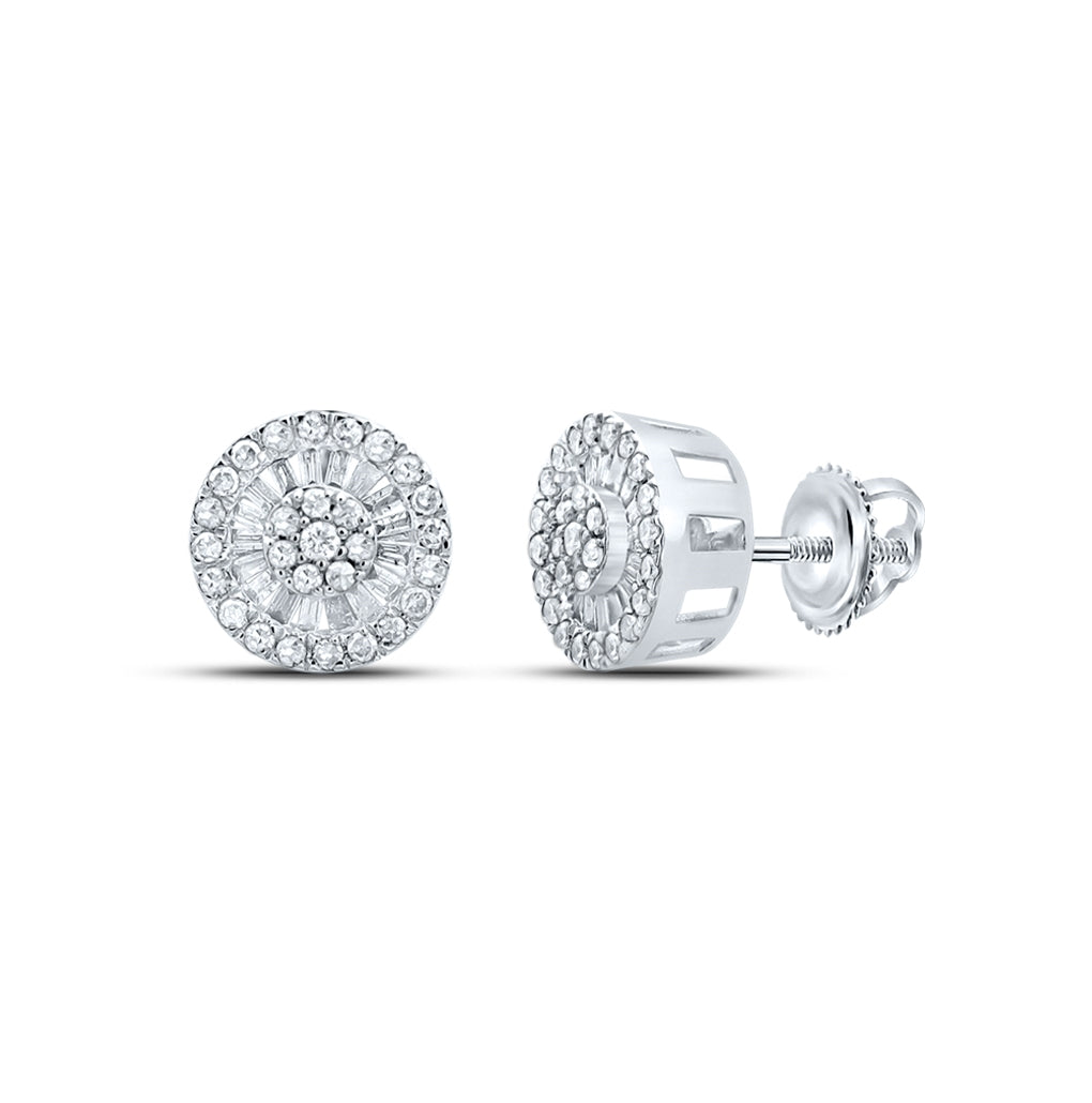 10K White Or Yellow Gold Womens Round Diamond Cluster Earrings