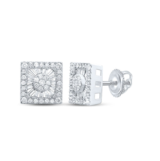 10kt White Gold 1 1/4ctw Diamond Nk Square Earring