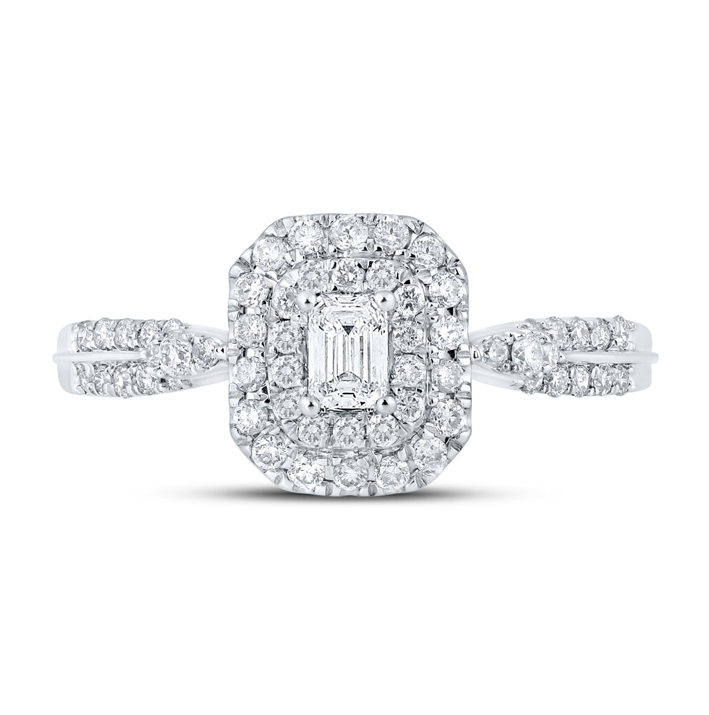 14K White Gold Womens Emerald Diamond Fashion Ring 1/2 Cttw, Womens Size: 5-10