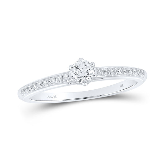 14K White Gold Round Diamond Solitaire Bridal Wedding Engagement Ring 1/3 Cttw, Womens Size: 5-10