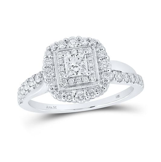 14K White Gold Princess Diamond Halo Bridal Wedding Engagement Ring 3/4 Cttw, Womens Size: 5-10