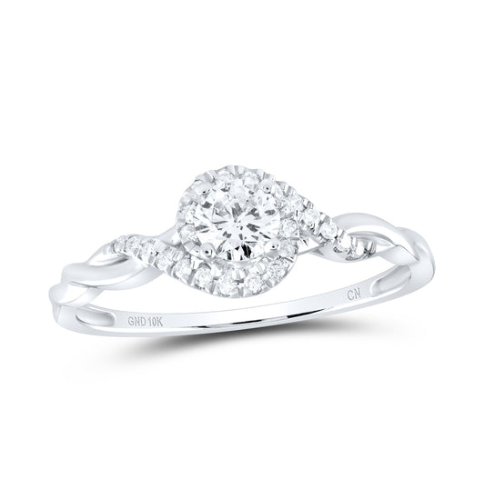 10K White Gold Round Diamond Solitaire Bridal Wedding Engagement Ring 1/3 Cttw, Womens Size: 5-10