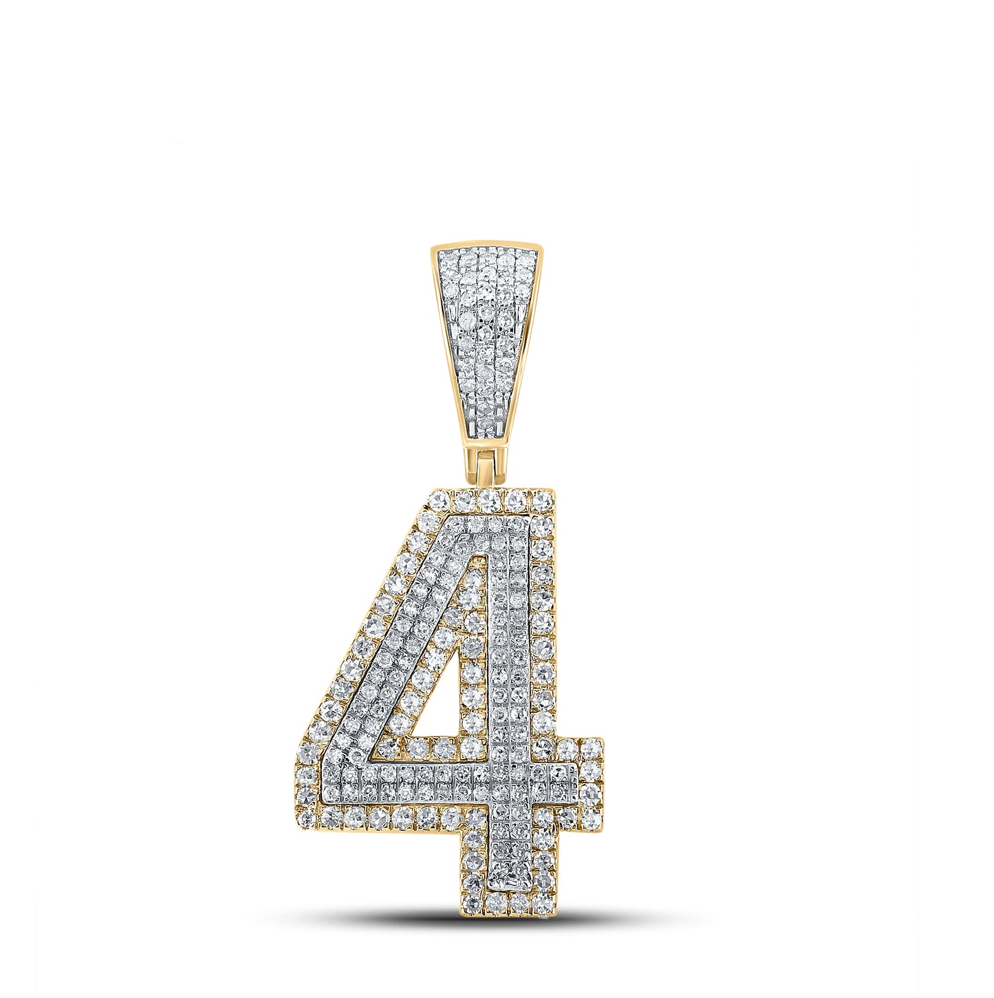 10K Two-tone Gold Mens Round Diamond Number Charm Pendant 5/8 Cttw, Length: 1.34 In, Width: 0.59 In