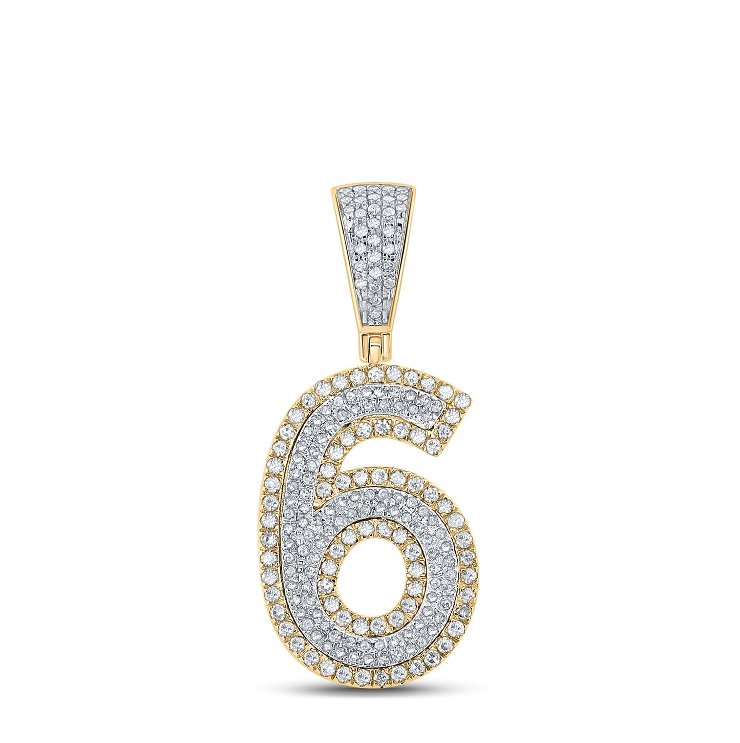 10K Two-tone Gold Mens Round Diamond Number Charm Pendant 5/8 Cttw, Length: 1.34 In, Width: 0.59 In