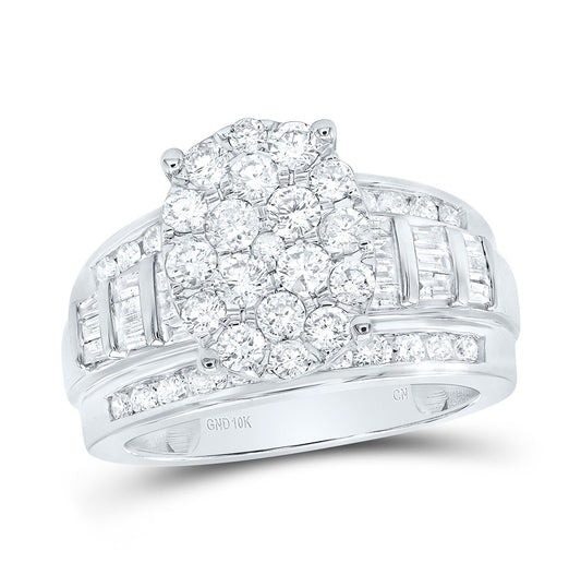 10K White Gold Round Diamond Oval Bridal Wedding Engagement Ring 2ctw, Women's Size: 5-10