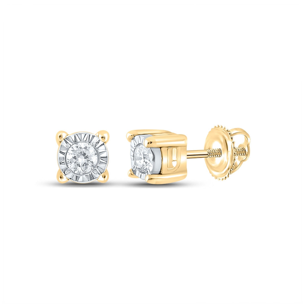 10K White Or Yellow Gold Round Diamond Stud Earrings