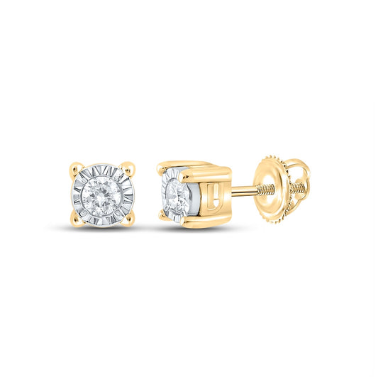 10K White Or Yellow Gold Round Diamond Stud Earrings