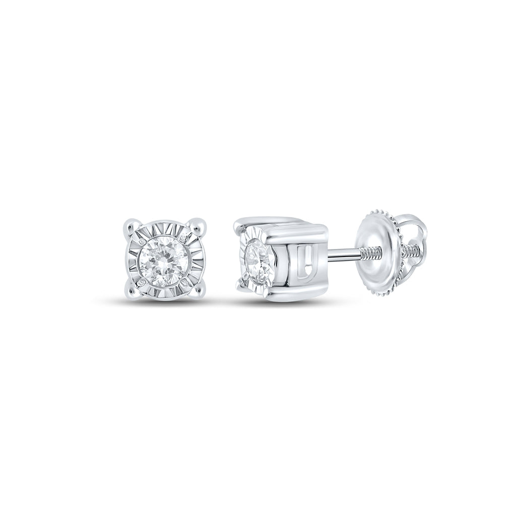 10K White Or Yellow Gold Round Diamond Stud Earrings