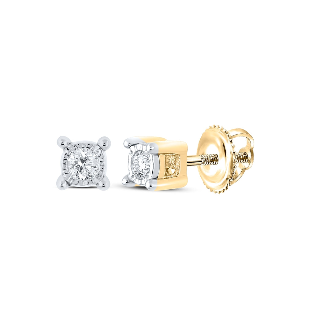 10K White Or Yellow Gold Round Diamond Stud Earrings