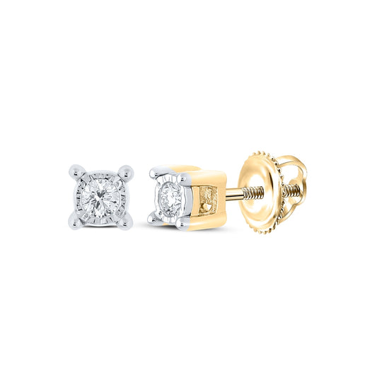 10K White Or Yellow Gold Round Diamond Stud Earrings