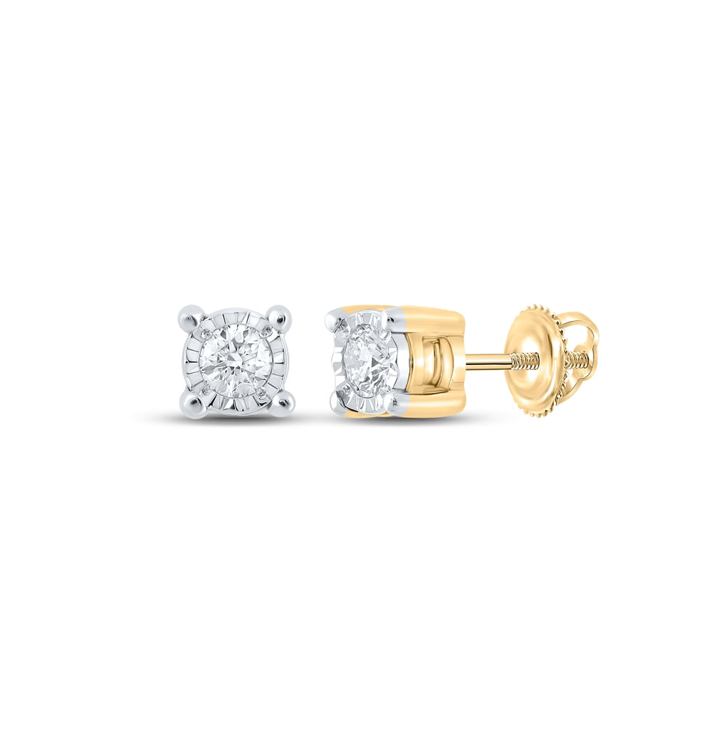 10K White Or Yellow Gold Round Diamond Stud Earrings
