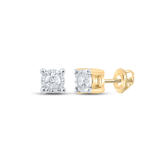 10K White Or Yellow Gold Round Diamond Stud Earrings