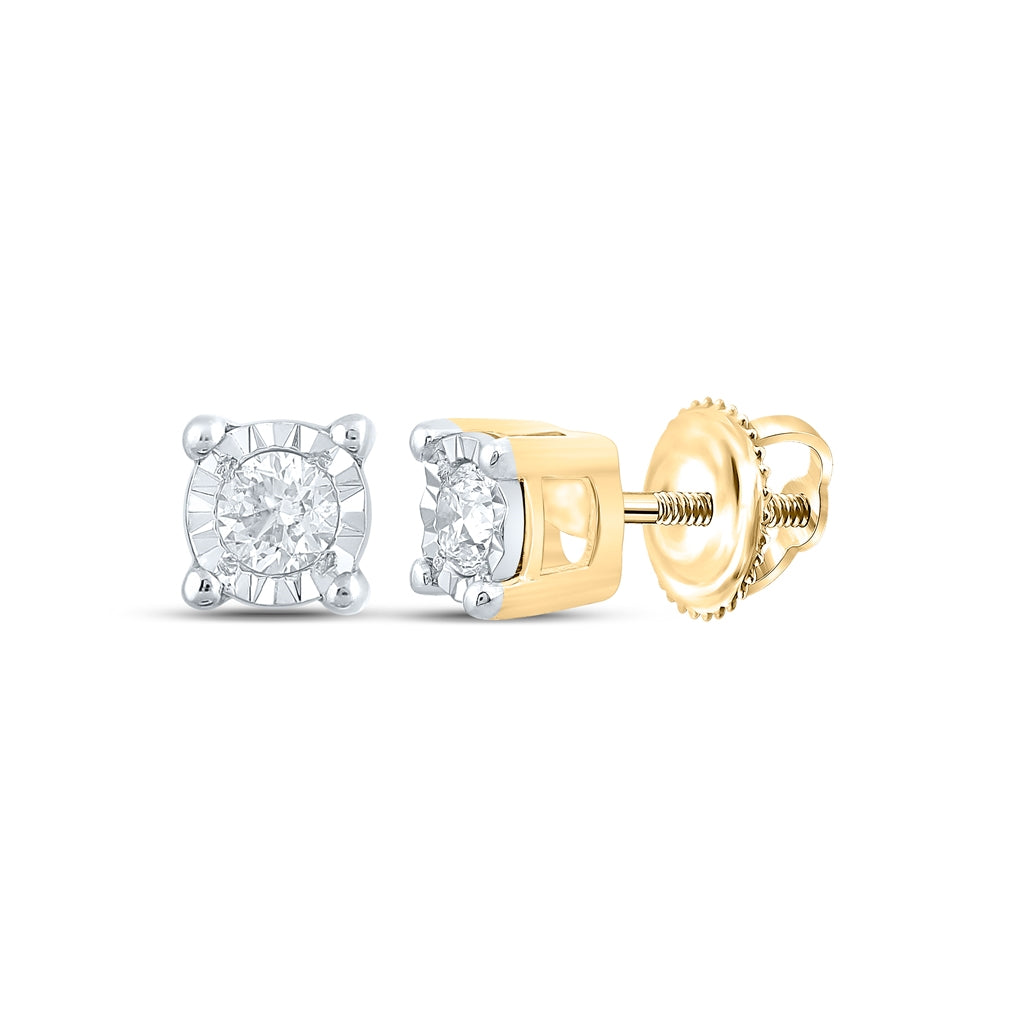 10K White Or Yellow Gold Round Diamond Stud Earrings