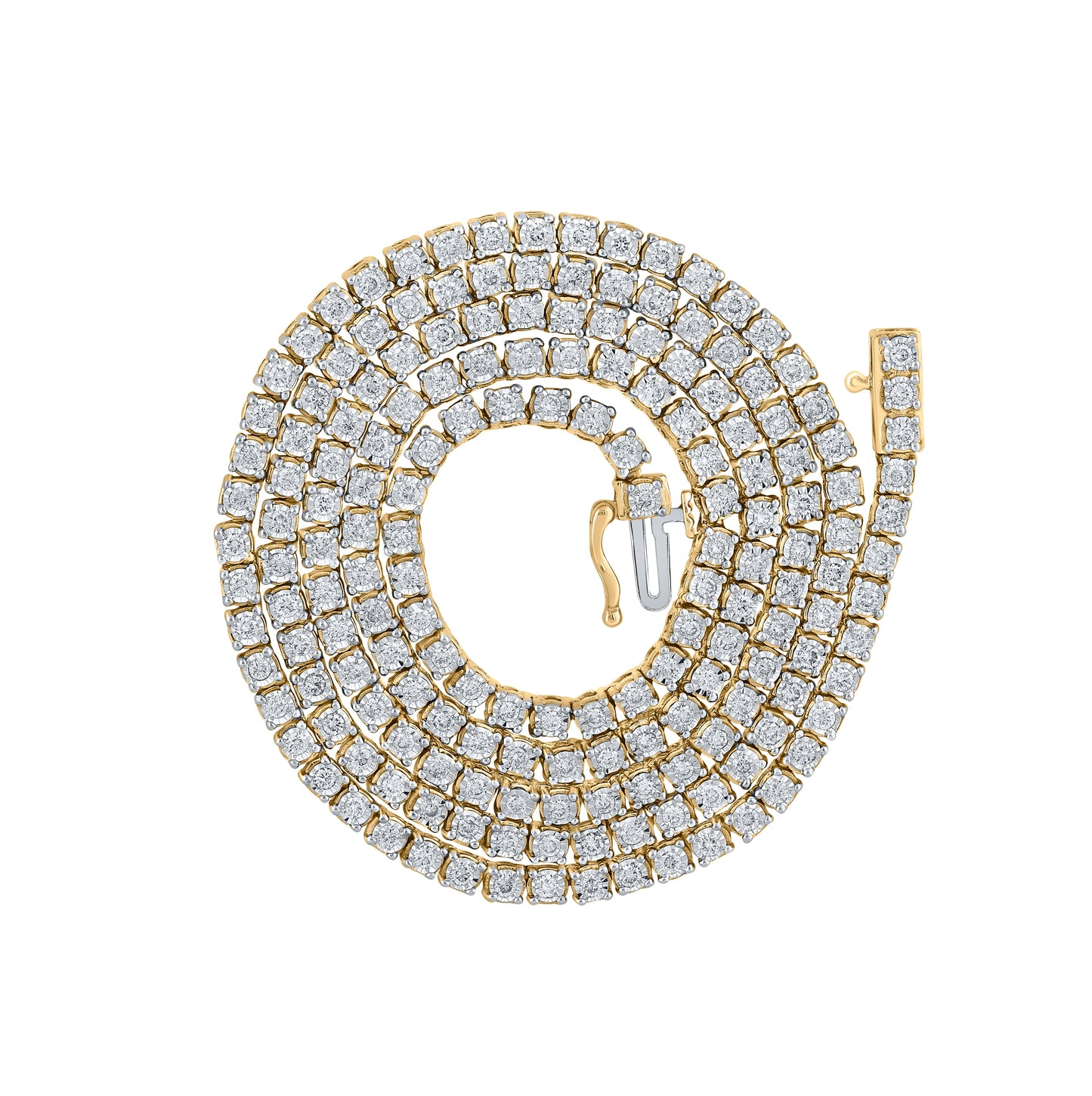 10K Yellow Gold Mens Round Diamond 22-inch Link Chain Necklace 3-3/8 Cttw, Length: 22.01 In