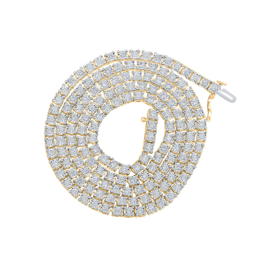10K Yellow Gold Mens Round Diamond 24-inch Link Chain Necklace 5-1/4 Cttw, Length: 24.02 In