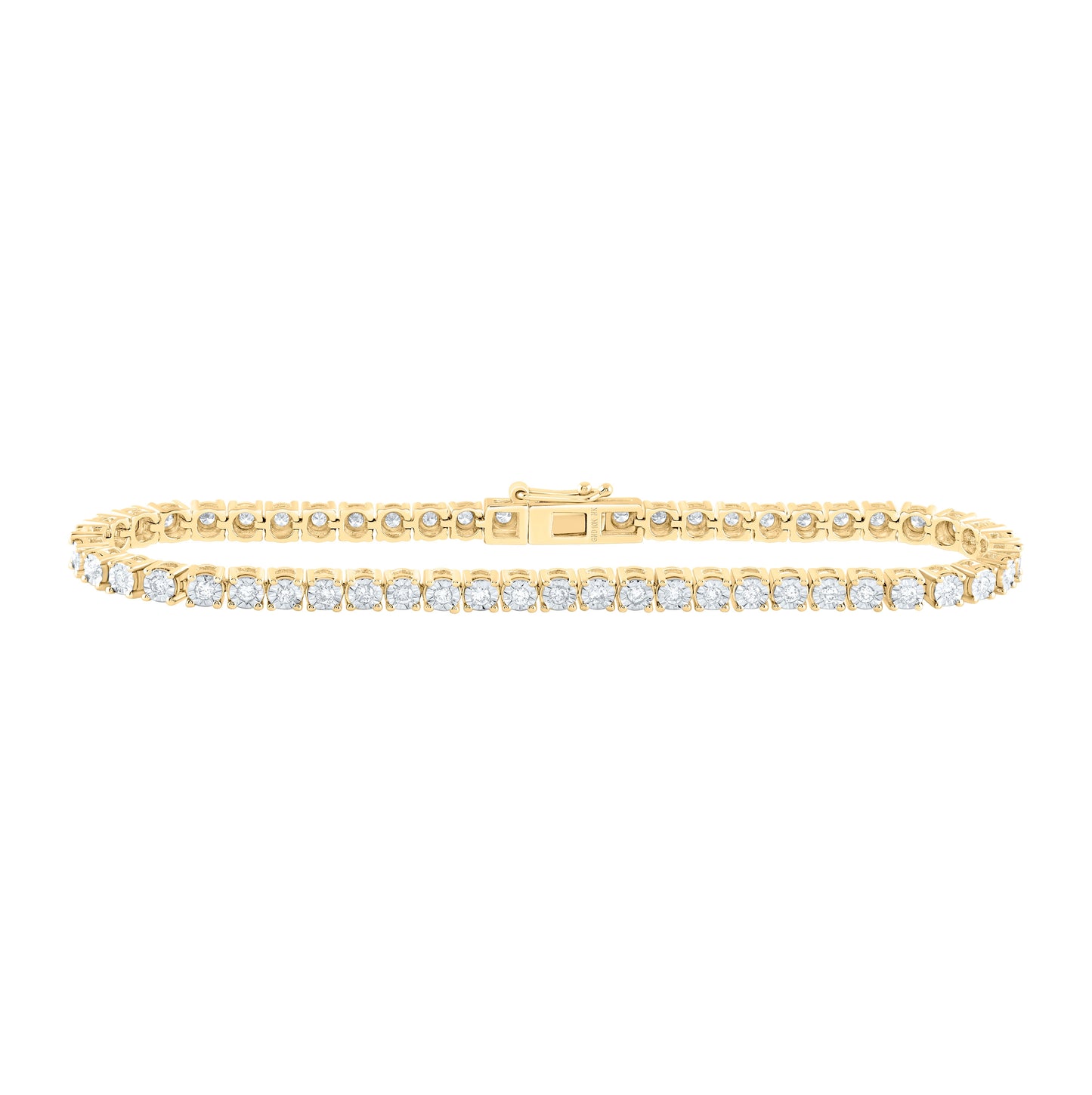 10K Yellow Gold Womens Round Diamond Tennis Bracelet 1ctw