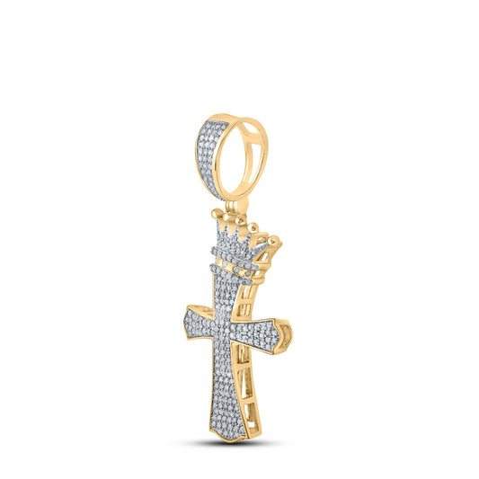 10kt Yellow Gold 1/2ctw Diamond P1p2 Cross Mens Charm