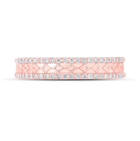 10K Rose Gold Womens Round Diamond Band Ring 1/5 Cttw, Womens Size: 5-10