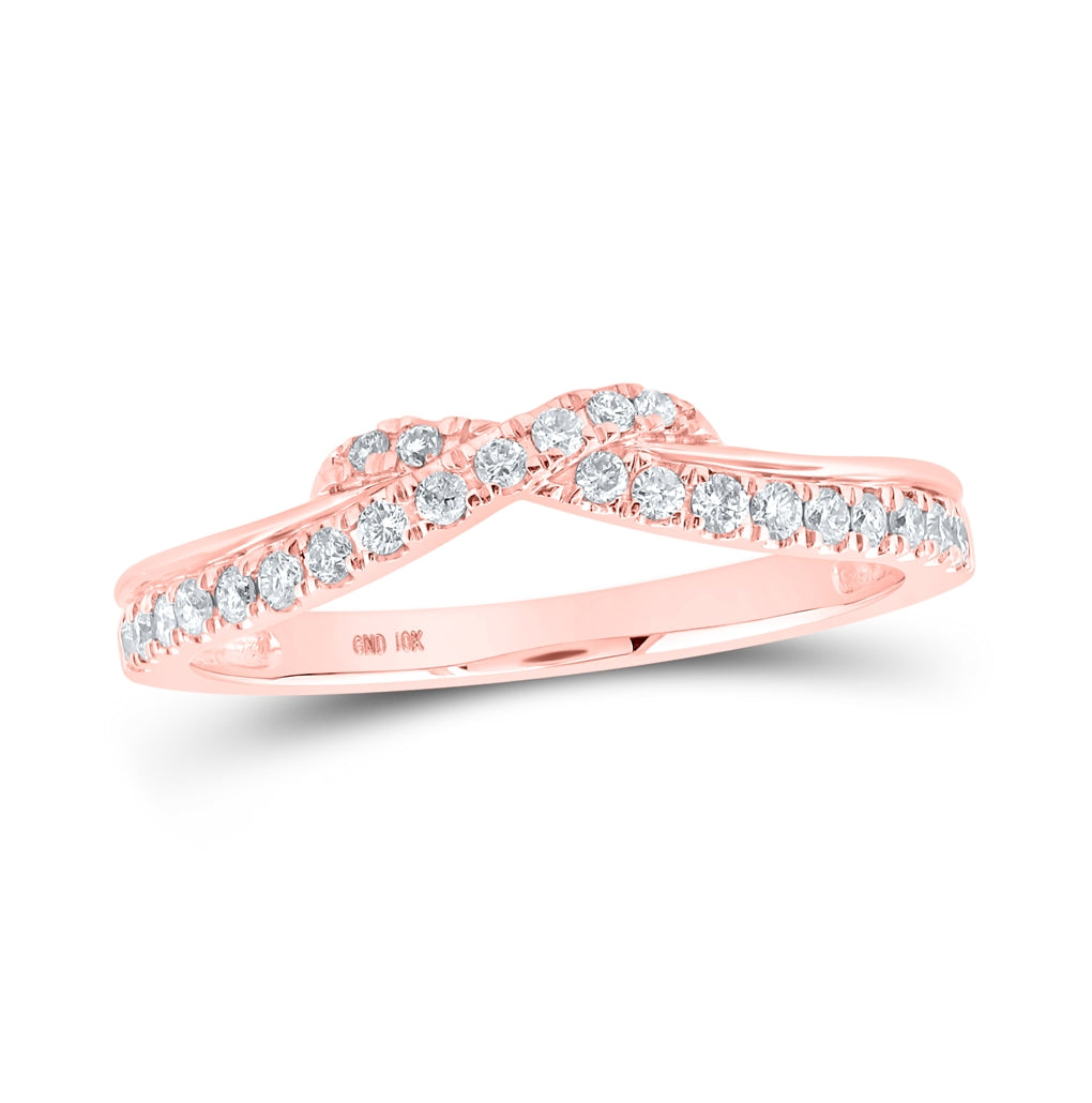 10K Rose Gold Womens Round Diamond Stackable Band Ring 1/4ctw, Womens Size: 5-10
