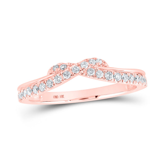 10K Rose Gold Womens Round Diamond Stackable Band Ring 1/4ctw, Womens Size: 5-10