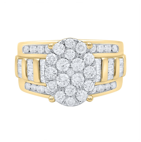 10K Yellow Gold Round Diamond Oval Bridal Wedding Engagement Ring 2ctw, Womens Size: 5-10