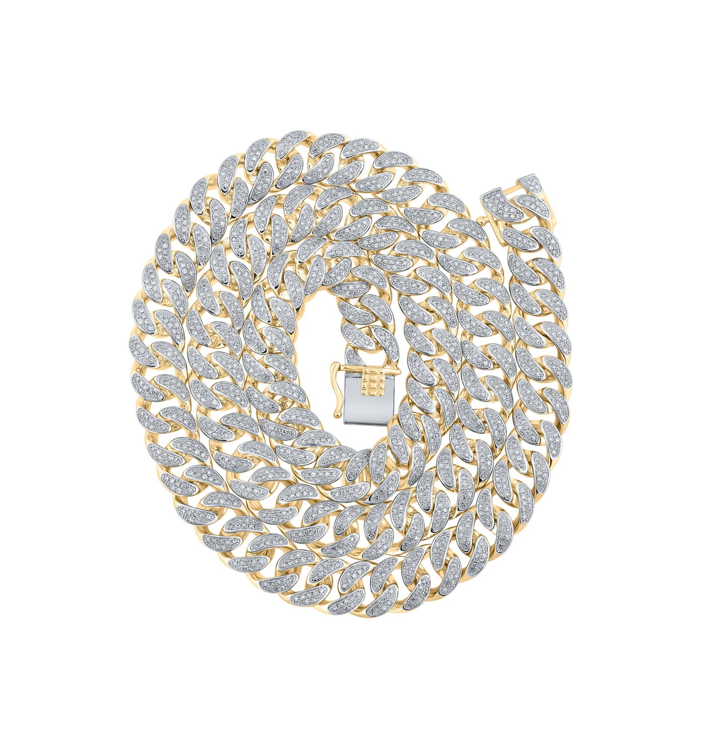 10kt Yellow Gold 5ctw Diamond P1 Cubain Link Mens Chain (20 Inch)