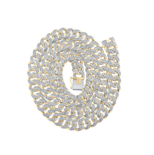 10kt Yellow Gold 5ctw Diamond P1 Cubain Link Mens Chain (20 Inch)