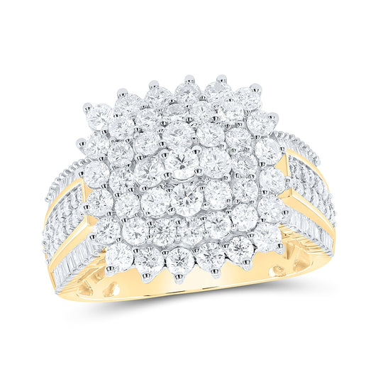 10K Yellow Gold Womens Round Diamond Cluster Ring 2ctw, Women's Size: 5-10