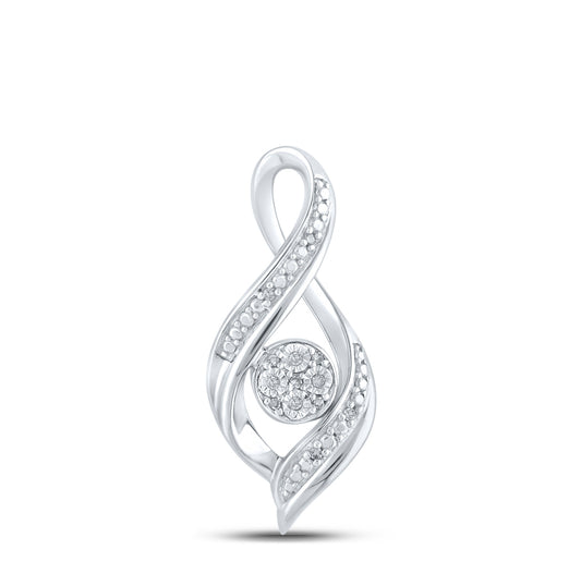 Sterling Silver Womens Round Diamond Fashion Pendant .03ctw